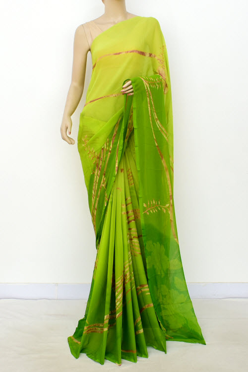 Mehandi Green Printed Georgette Saree with Blouse