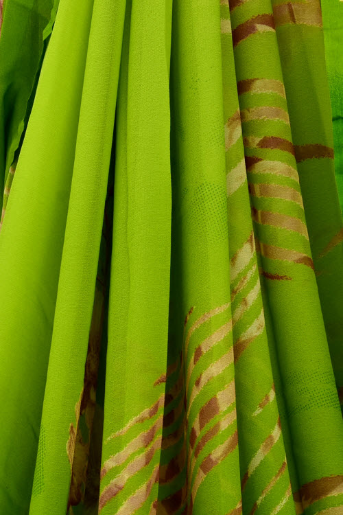 Mehandi Green Printed Georgette Saree with Blouse