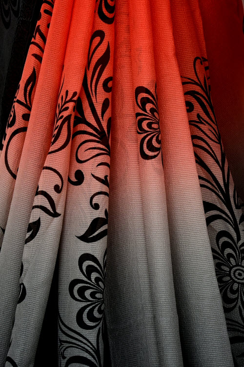 Peach-Grey Printed Georgette Saree with Blouse