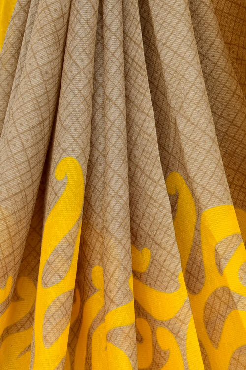 Yellow-Fawn Printed Georgette Saree with Blouse
