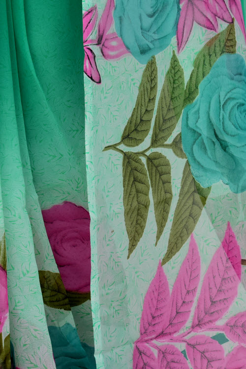 Pista Green Printed Georgette Saree with Blouse