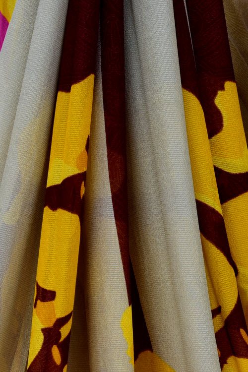 Yellow-Pink Printed Georgette Saree with Blouse