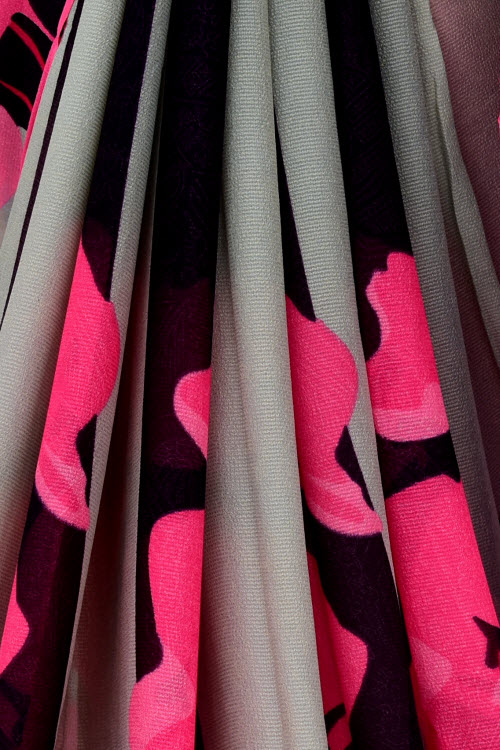 Pink-Blue Printed Georgette Saree with Blouse