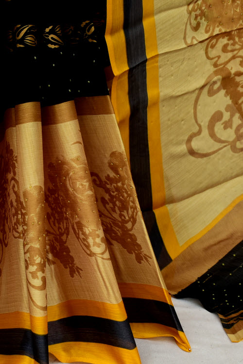 Golden Yellow Printed Georgette Saree with Blouse