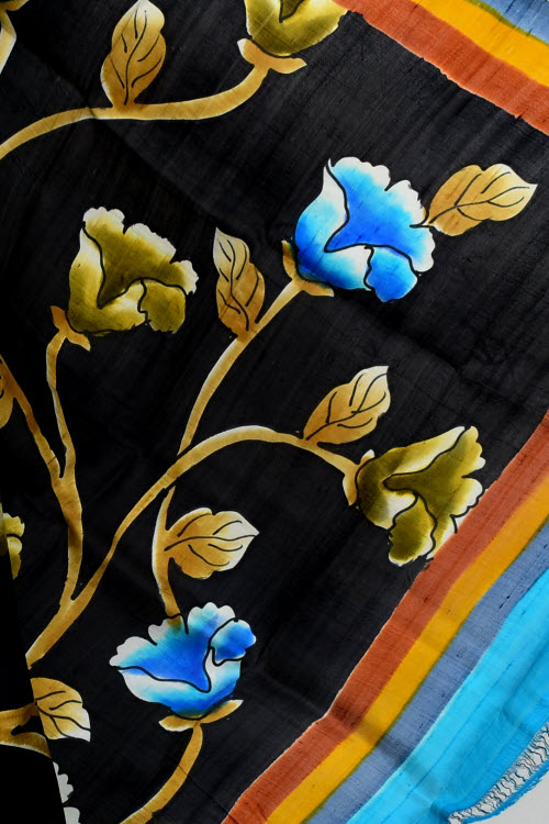 Pherozi Blue Double Knitted Handloom Pure Silk Saree