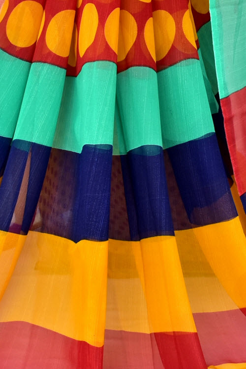 Red-Yellow Printed Georgette Saree with Blouse