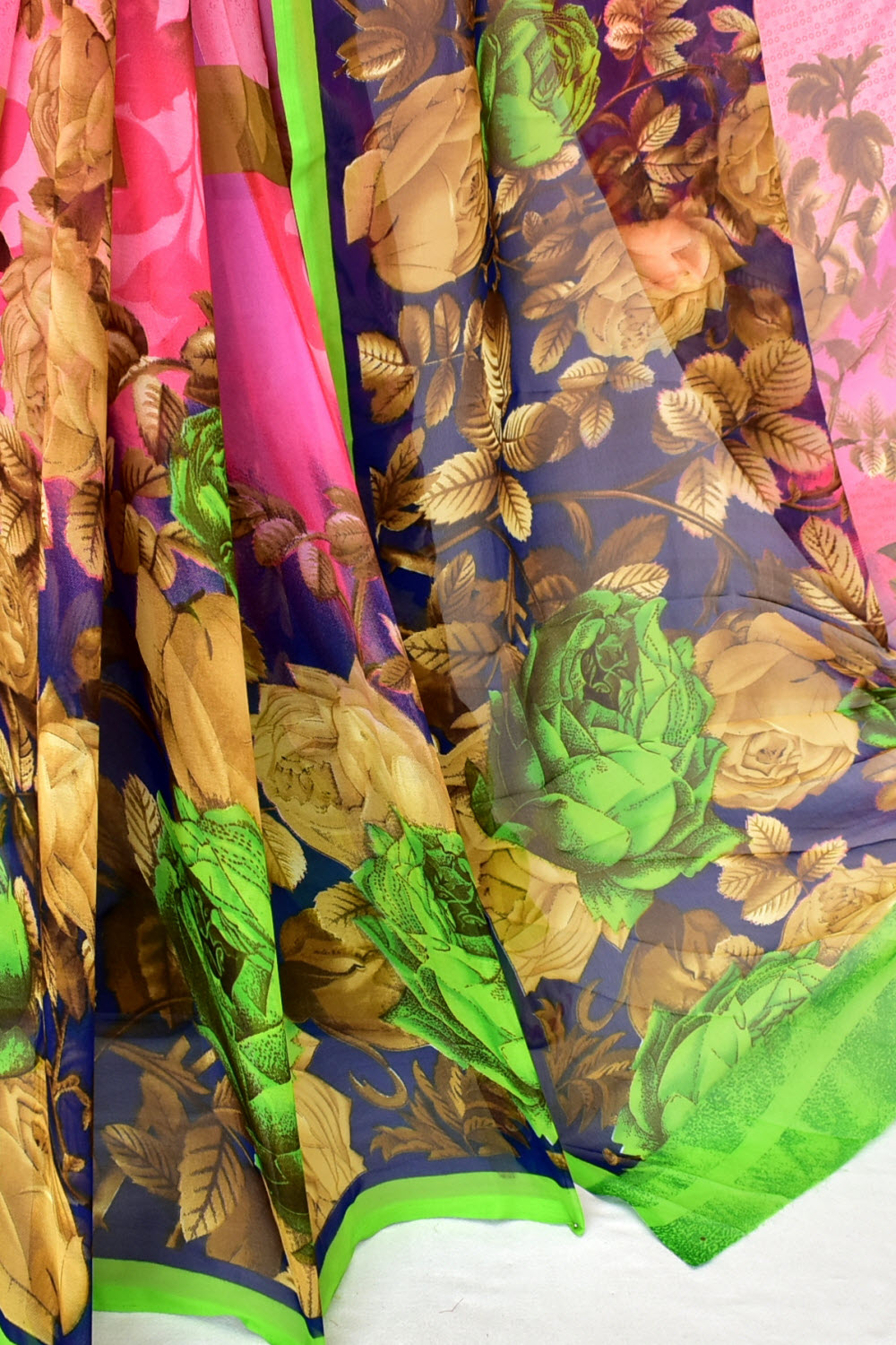 Pink Printed Georgette Saree with Blouse