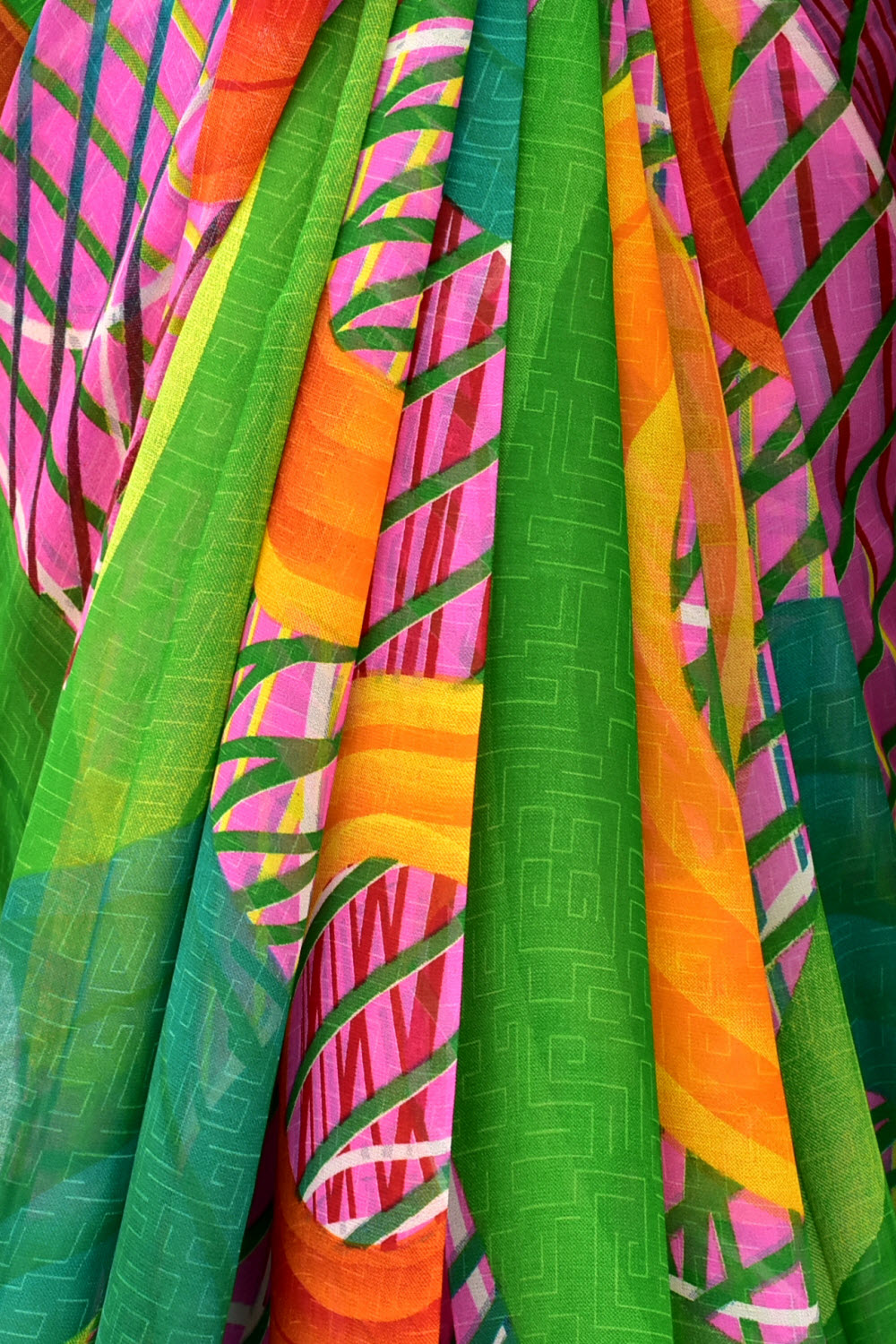 Green Printed Georgette Saree with Blouse