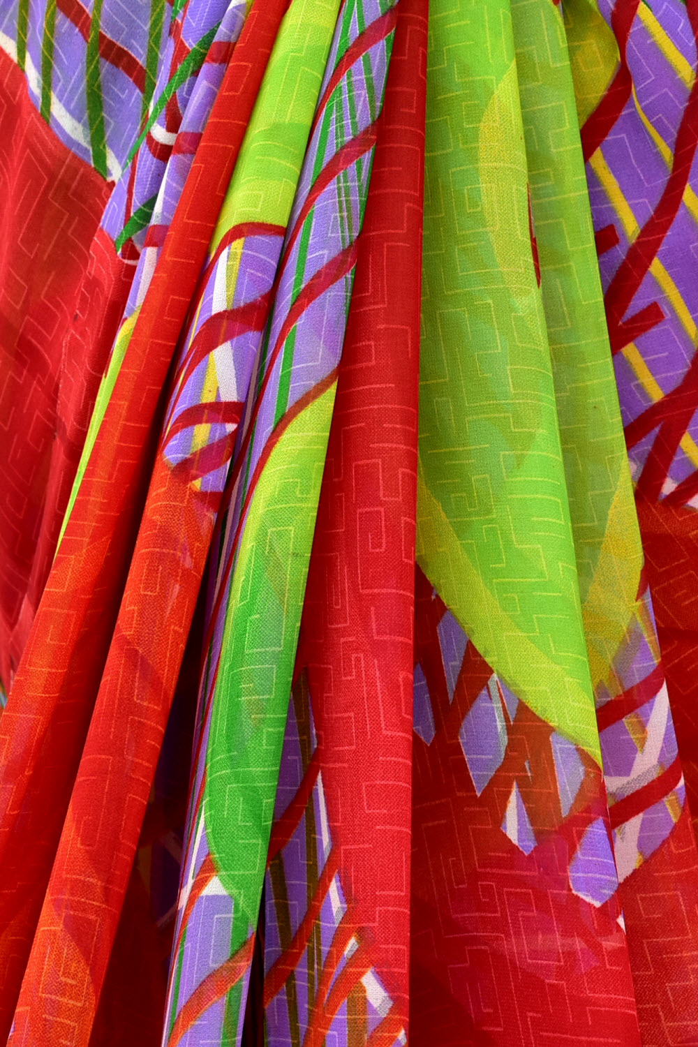 Red Printed Georgette Saree with Blouse