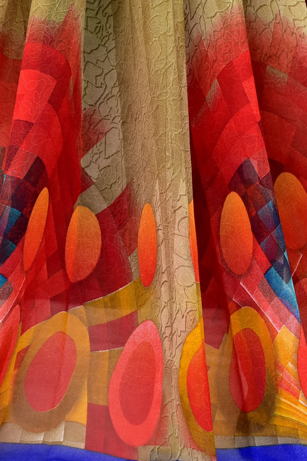 Fawn Printed Georgette Saree with Blouse