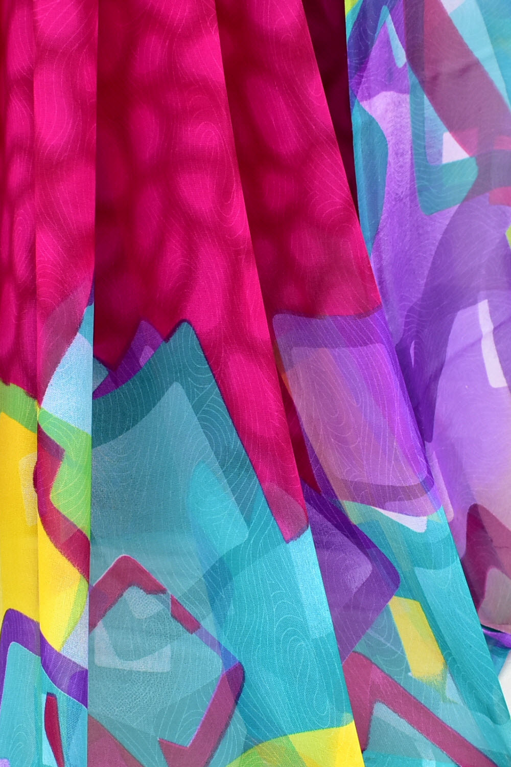 Magenta Printed Georgette Saree with Blouse