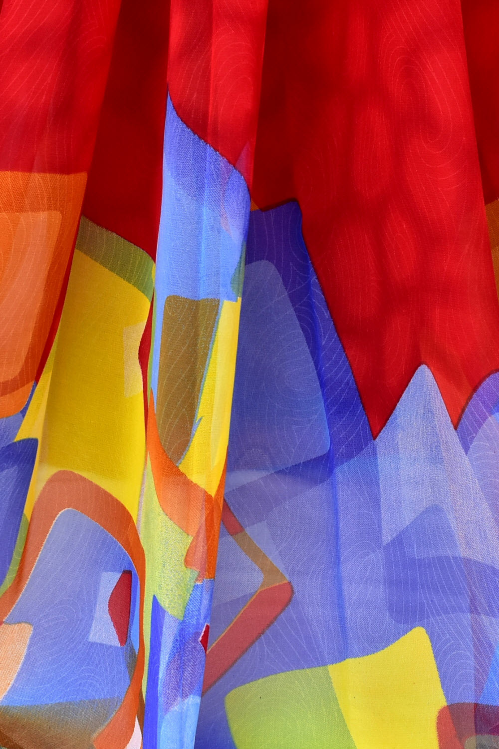 Red Printed Georgette Saree with Blouse