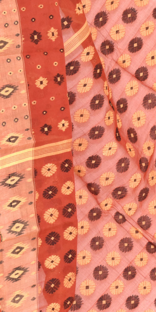 Rust Handwoven Tant Cotton Saree 16999