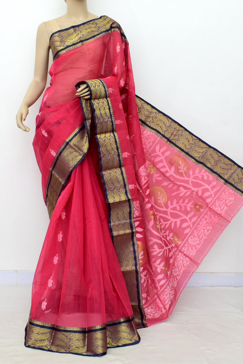 Peach Handwoven Tant Cotton Saree 17001