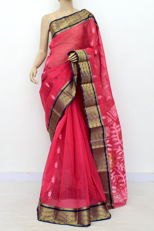Peach Handwoven Tant Cotton Saree 17001