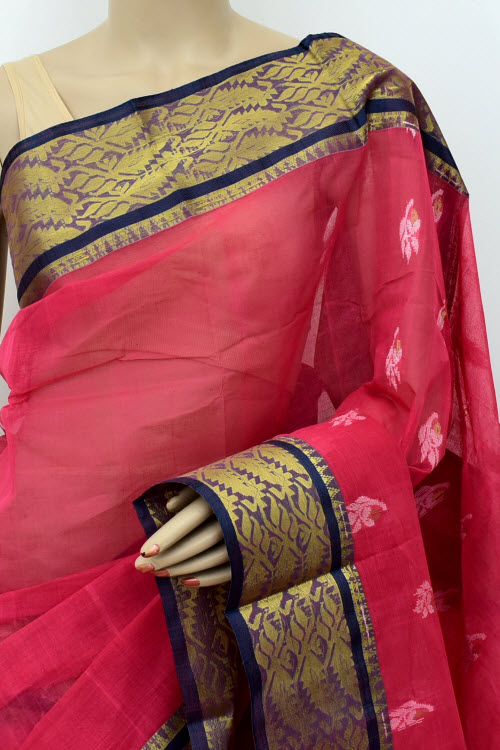 Peach Handwoven Tant Cotton Saree 17001