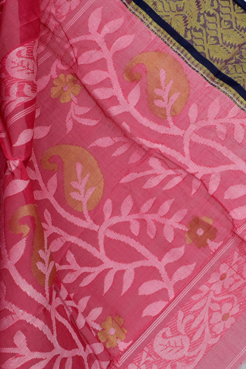 Peach Handwoven Tant Cotton Saree 17001