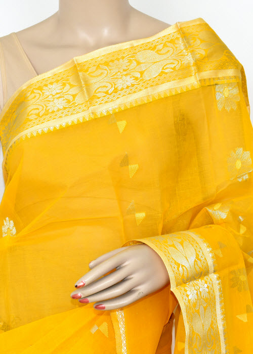 Yellow Handwoven Tant Cotton Saree 17002