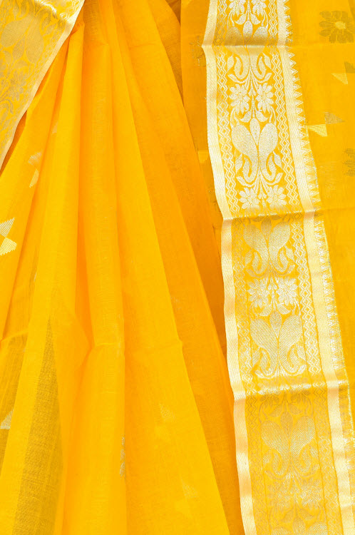 Yellow Handwoven Tant Cotton Saree 17002
