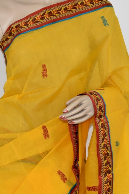 Yellow Handwoven Tant Cotton Saree 17096