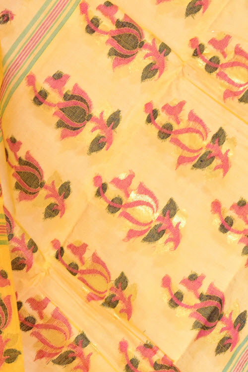 Yellow Handwoven Tant Cotton Saree 17099