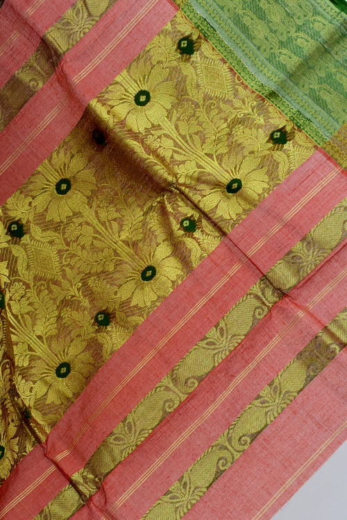 Rust Handwoven Tant Cotton Saree 17123