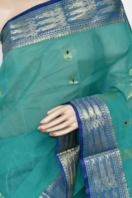 Sea Green Handwoven Tant Cotton Saree 17124