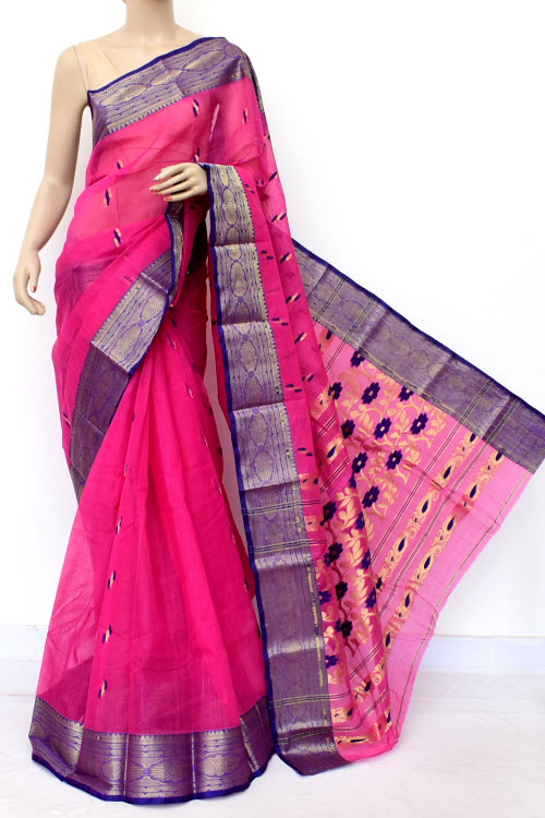 Pink Handwoven Tant Cotton Saree 17129
