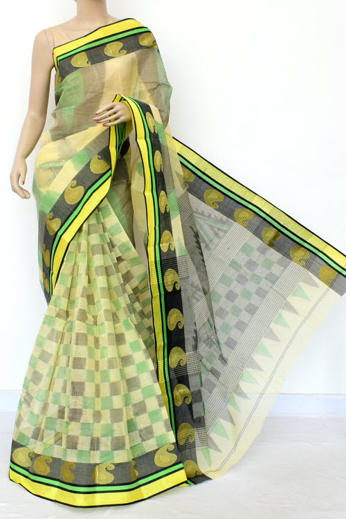 Light Yellow Handwoven Tant Cotton Saree