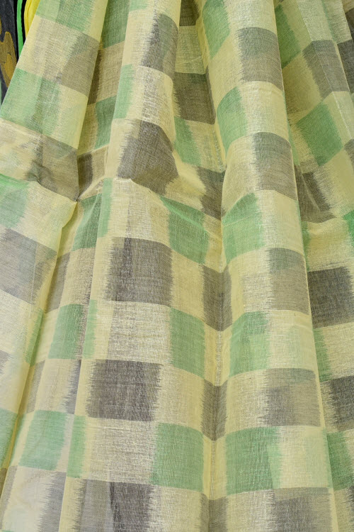 Light Yellow Handwoven Tant Cotton Saree