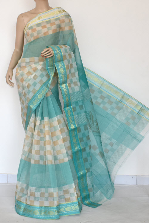 Sea Green Handwoven Tant Cotton Saree