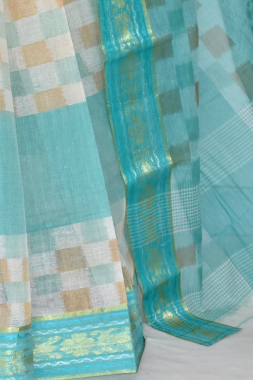 Sea Green Handwoven Tant Cotton Saree