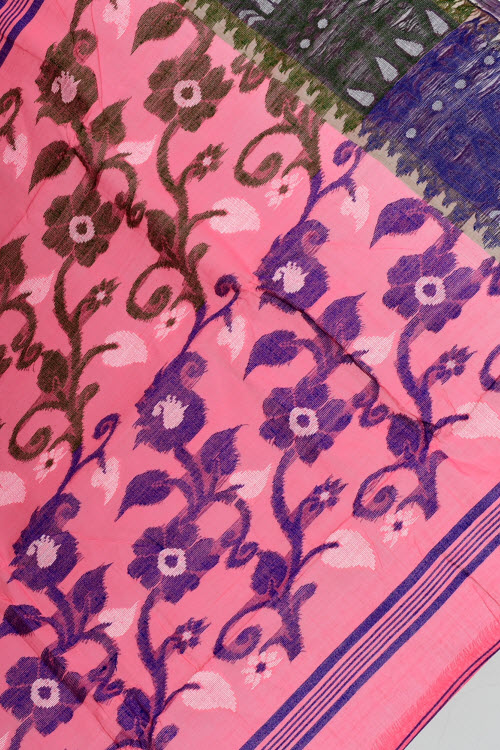 Peach Handwoven Tant Cotton Saree 17155