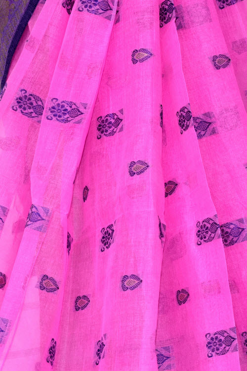 Pink Handwoven Tant Cotton Saree 17162
