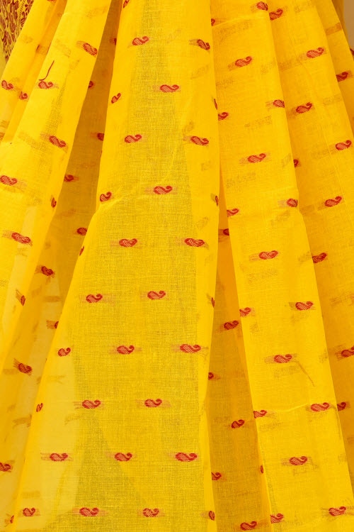 Yellow Handwoven Tant Cotton Saree 17179