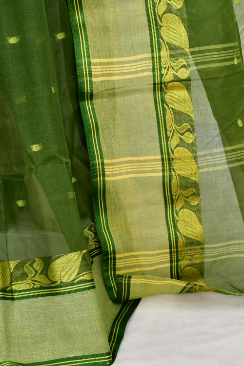 Green Handwoven Tant Cotton Saree 17187