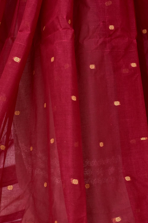 Maroon Handwoven Tant Cotton Saree 17189