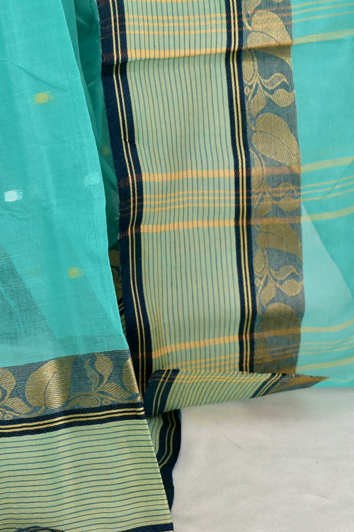 Sea Green Handwoven Tant Cotton Saree 17191