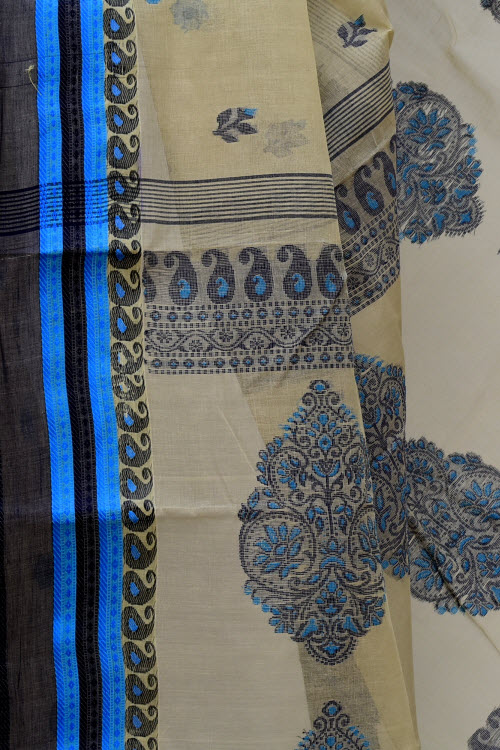 Beige Handwoven Tant Cotton Saree 17239