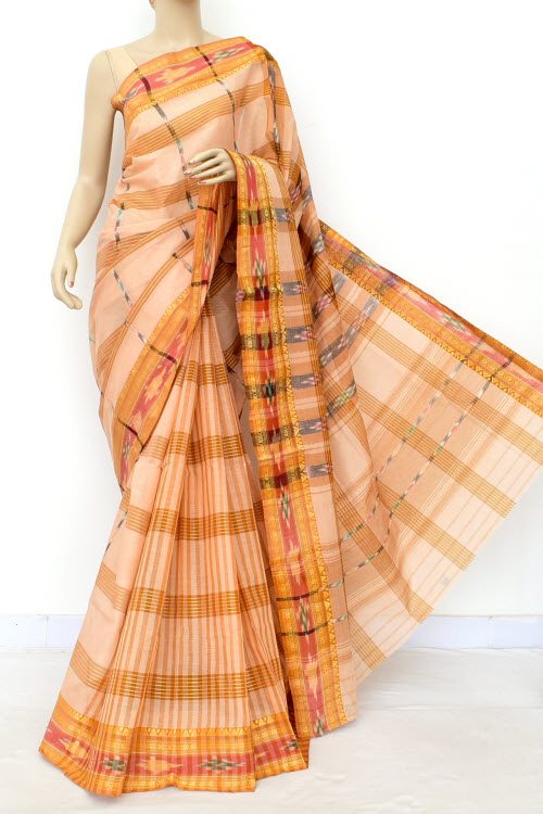 Fawn Handwoven Tant Cotton Saree 17260