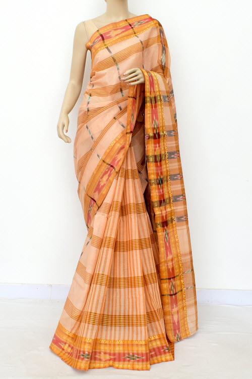 Fawn Handwoven Tant Cotton Saree 17260