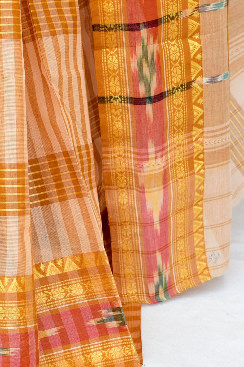 Fawn Handwoven Tant Cotton Saree 17260