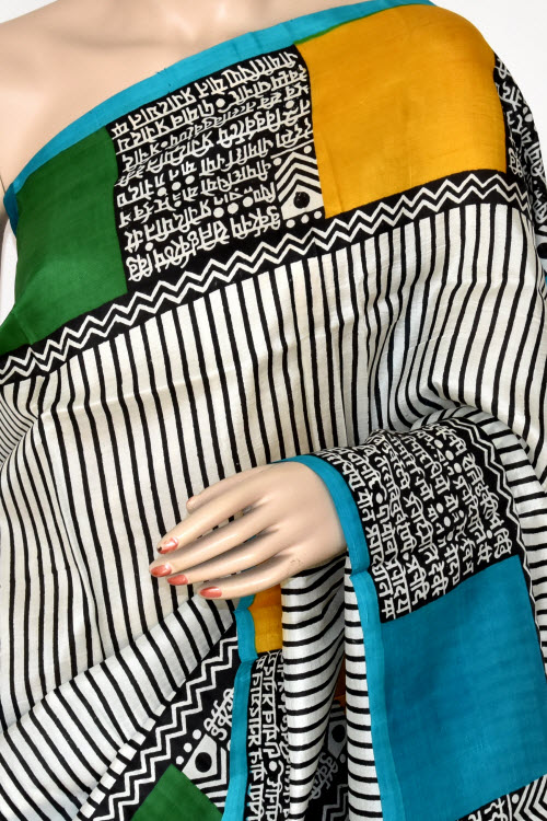 Sea Green Double Knitted Handloom Pure Silk Saree