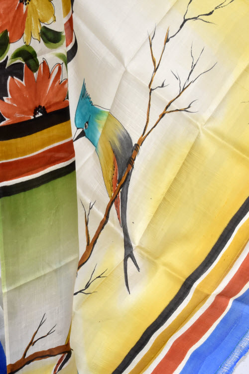 Purple-Blue Double Knitted Handloom Pure Silk Saree