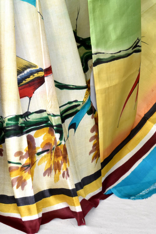 Pherozi Blue Double Knitted Handloom Pure Silk Saree