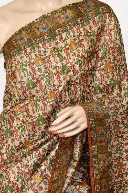 Rust-Fawn Double Knitted Handloom Pure Silk Saree