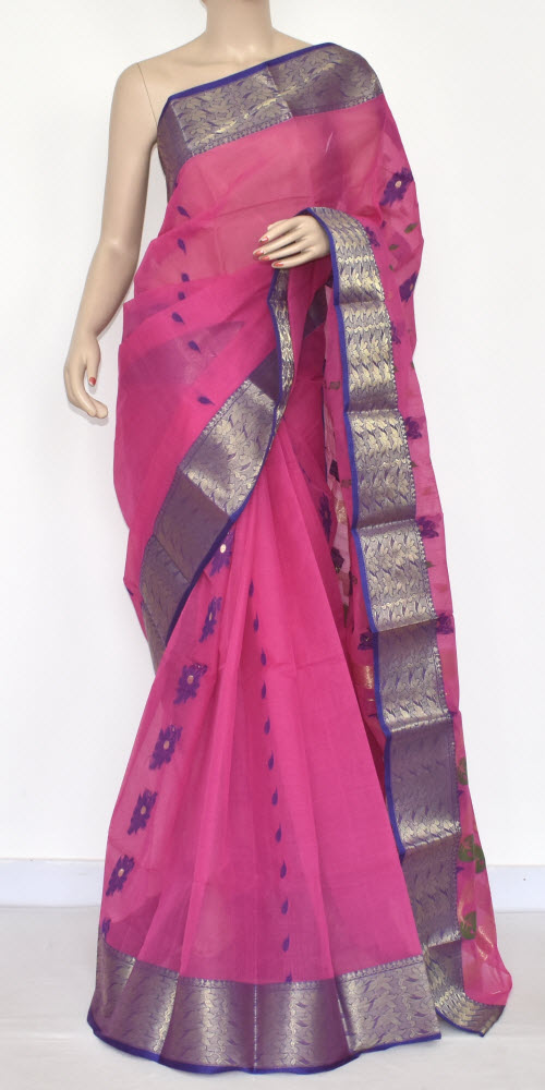 Pink Handwoven Tant Cotton Saree 17328