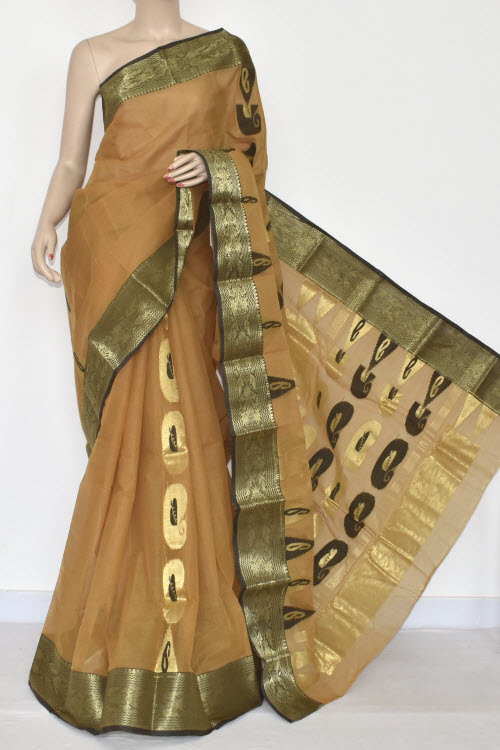 Fawn Handwoven Tant Cotton Saree 17339