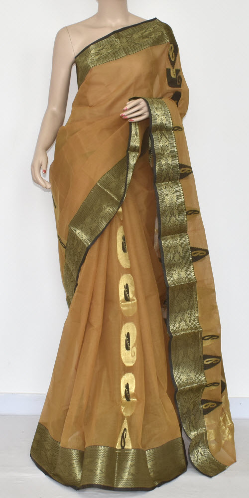 Fawn Handwoven Tant Cotton Saree 17339