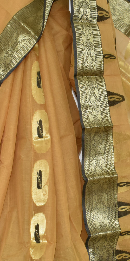 Fawn Handwoven Tant Cotton Saree 17339